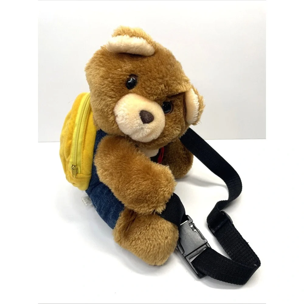 Cherng Perng Childs Teddy Bear Plush Waist Pack Fanny Purse Zip Pocket Belt Vtg